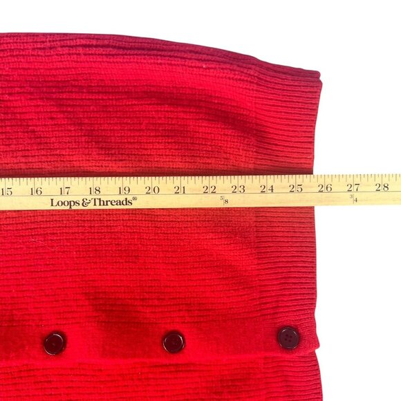 Mens Medium Cardigan Red Sweater Grandpa Core Black Stripe Knit Casual Classic - Picture 6 of 9